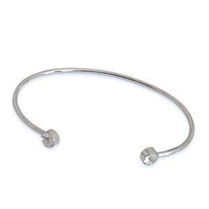 New Woman’s Boho Minimalist Sterling Silver White Sapphire Cuff Bangle Bracelet